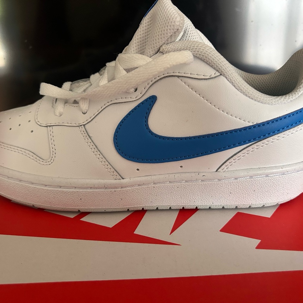 ' Nike Big Kid Court Borough Low 2 Sneakers in White/Blue/
BQ5448123